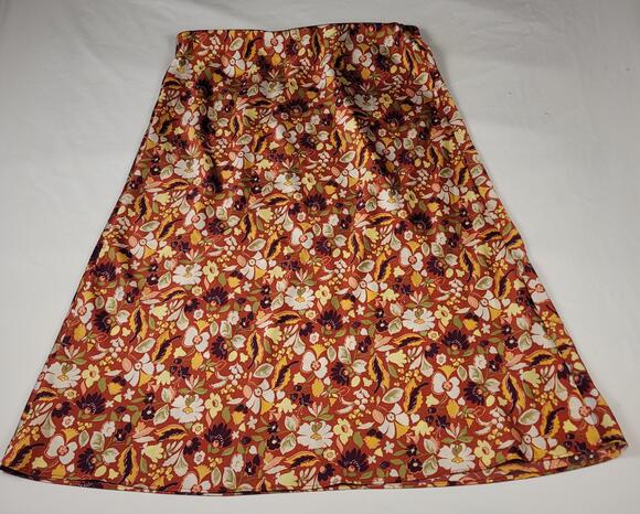 Ann Taylor Factory Dresses & Skirts - Ann Taylor Factory Skirt Womens Large Orange Floral Midi A-Line Elastic Waist